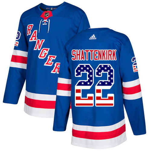 Adidas Rangers #22 Kevin Shattenkirk Royal Blue Home Authentic USA Flag Stitched Youth NHL Jersey
